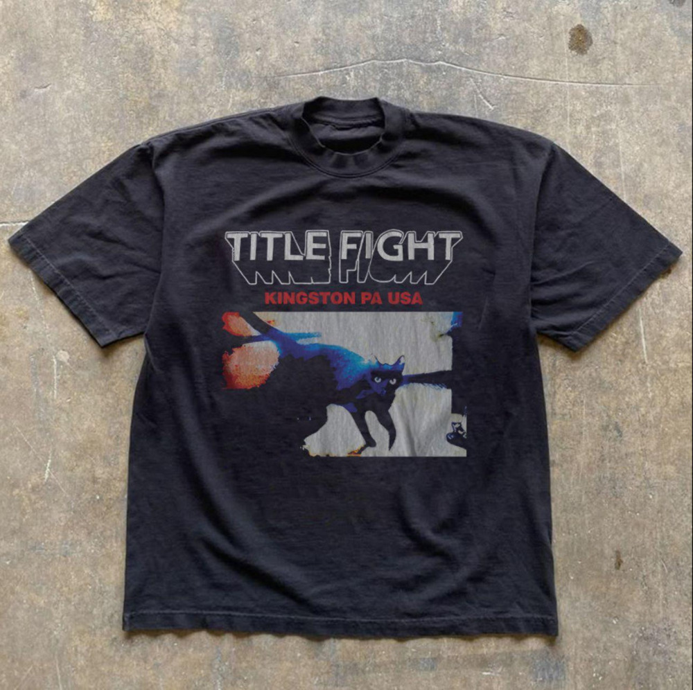 Title Fight Cat Kingston PA Graphic Shoegaze Grunge Black T-Shirt